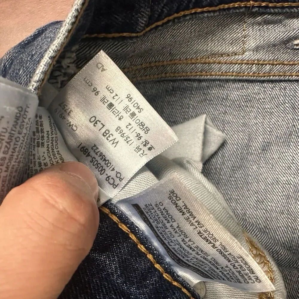 Levis 505 Jeans Mens Size‎ 38x30 Blue Denim Classic Fit Outerwear FLAWS - Picture 4 of 7